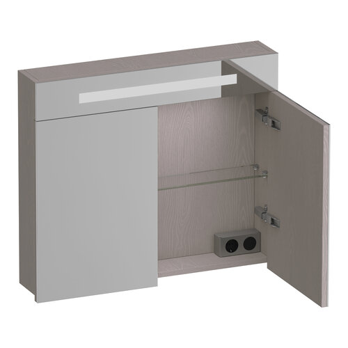 Brauer Brauer Promise spiegelkast | Timber Greige | 80 cm | Enkelzijdig