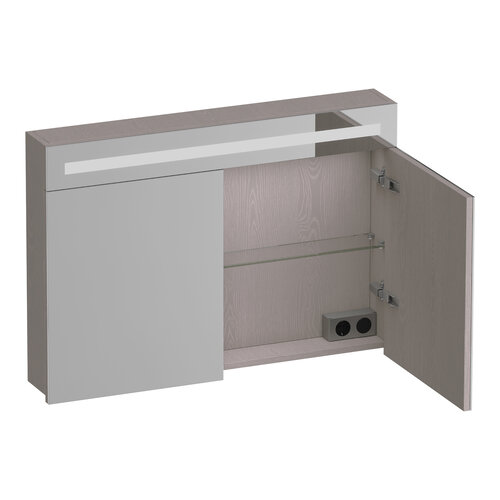 Brauer Brauer Promise spiegelkast | Timber Greige | 100 cm | Enkelzijdig