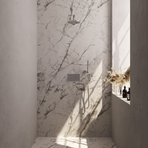 Brauer Brauer Chrome Carving thermostatische inbouw regendouche met drukknoppen SET 49 met 20 cm douchekop en rechte muurarm en staaf handdouche en doucheslang en wandaansluitbocht chroom | Chroom | 20cm | Nee | Rechte wandarm | Staafmodel