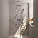 Brauer Brauer Chrome Carving thermostatische inbouw regendouche met drukknoppen SET 72 met 30 cm douchekop en plafondarm en 3-standen handdouche en doucheslang en geïntegreerde glijstang chroom | Chroom | 30cm | Ja | Plafondbuis | Rond model