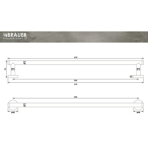 Brauer Brauer Handdoekrek 60 chroom | Chroom | 61cm