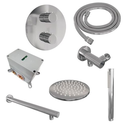 Brauer Chrome Edition thermostatische inbouw regendouche 3-weg rond SET 73 | Chroom | 20 cm | Nee | Rechte wandarm | Staafhanddouche Brauer Brauer Chrome Edition thermostatische inbouw regendouche 3-weg rond SET 73 | Chroom | 20 cm | Nee | Rechte wandarm | Staafhanddouche