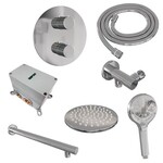 Brauer Brauer Chrome Carving thermostatische inbouw regendouche 3-weg rond SET 79 met 20 cm douchekop en rechte muurarm en 3-standen handdouche en doucheslang en wandaansluitbocht chroom | Chroom | 20cm | Nee | Rechte wandarm | 3-standen handdouche