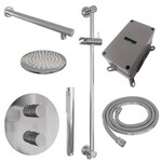 Brauer Brauer Chrome Carving thermostatische inbouw regendouche 3-weg rond SET 85 met 20 cm douchekop en rechte muurarm en staaf handdouche en doucheslang en geïntegreerde glijstang chroom | Chroom | 20cm | Ja | Rechte wandarm | Staafmodel