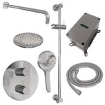 Brauer Brauer Chrome Carving thermostatische inbouw regendouche 3-weg rond SET 93 met 20 cm douchekop en gebogen muurarm en 3-standen handdouche en doucheslang en geïntegreerde glijstang chroom | Chroom | 20cm | Ja | Gebogen wandarm | 3-standen handdouche