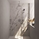 Brauer Brauer Chrome Carving thermostatische inbouw regendouche 3-weg rond SET 95 met 20 cm douchekop en plafondarm en 3-standen handdouche en doucheslang en geïntegreerde glijstang chroom | Chroom | 20cm | Ja | Plafondbuis | 3-standen handdouche