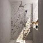 Brauer Brauer Chrome Carving thermostatische inbouw regendouche 3-weg rond SET 96 met 30 cm douchekop en plafondarm en 3-standen handdouche en doucheslang en geïntegreerde glijstang chroom | Chroom | 30cm | Ja | Plafondbuis | 3-standen handdouche