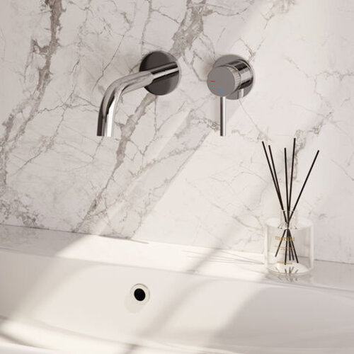 Brauer Stripe inbouw wastafelmengkraan met gebogen uitloop en rozetten model A1 chroom | Chroom | J-uitloop | Met rozetten | Rechts Brauer Brauer Stripe inbouw wastafelmengkraan met gebogen uitloop en rozetten model A1 chroom | Chroom | J-uitloop | Met rozetten | Rechts