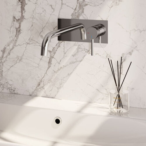 Brauer Stripe inbouw wastafelmengkraan met gebogen uitloop en afdekplaat model A1 chroom | Chroom | J-uitloop | Met achterplaat | Rechts Brauer Brauer Stripe inbouw wastafelmengkraan met gebogen uitloop en afdekplaat model A1 chroom | Chroom | J-uitloop | Met achterplaat | Rechts