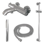 Brauer Brauer Stripe opbouw baddouche thermostaatkraan SET 01 met glijstang en staaf handdouche en doucheslang chroom | Chroom | Staafmodel