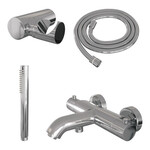Brauer Brauer Stripe opbouw baddouche thermostaatkraan SET 03 met wandhouder en staaf handdouche en doucheslang chroom | Chroom | Staafmodel
