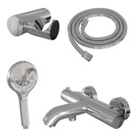 Brauer Brauer Stripe opbouw baddouche thermostaatkraan SET 04 met wandhouder en 3-standen handdouche en doucheslang chroom | Chroom | 3-standen handdouche