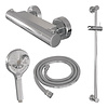 Brauer Stripe opbouw douche thermostaatkraan SET 02 met glijstang en 3-standen handdouche en doucheslang chroom | Chroom | 3-standen handdouche