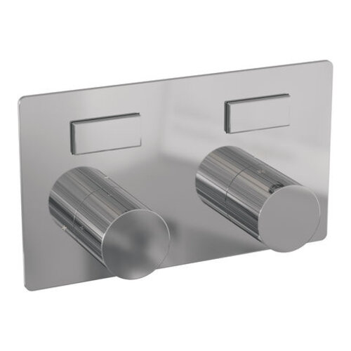 Brauer Brauer Stripe thermostatische inbouw badkraan met drukknoppen SET 03 met badvulcombinatie en staaf handdouche en doucheslang en wandaansluitbocht chroom | Chroom | Staafmodel