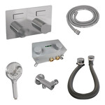 Brauer Brauer Stripe thermostatische inbouw badkraan met drukknoppen SET 04 met badvulcombinatie en 3-standen handdouche en doucheslang en wandaansluitbocht chroom | Chroom | 3-standen handdouche