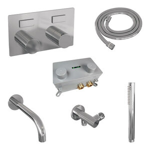 Brauer Brauer Stripe inbouw badthermostaat met drukknoppen | Chroom | Staafhanddouche | Uitloop Brauer Stripe inbouw badthermostaat met drukknoppen | Chroom | Staafhanddouche | Uitloop