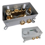 Brauer Brauer Stripe thermostatische inbouw badkraan met drukknoppen SET 03 met uitloop en staaf handdouche en doucheslang en wandaansluitbocht chroom | Chroom | Staafmodel