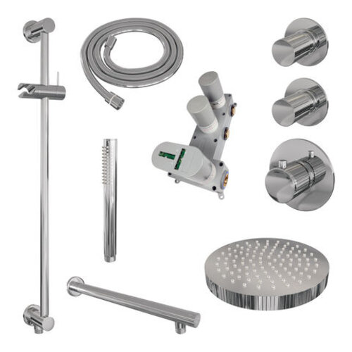 Brauer Stripe thermostatische inbouw regendouche SET 07 met 25 cm douchekop en rechte muurarm en staaf handdouche en doucheslang en geïntegreerde glijstang chroom | Chroom | Ja | Rechte wandarm | Staafhanddouche Brauer Brauer Stripe thermostatische inbouw regendouche SET 07 met 25 cm douchekop en rechte muurarm en staaf handdouche en doucheslang en geïntegreerde glijstang chroom | Chroom | Ja | Rechte wandarm | Staafhanddouche