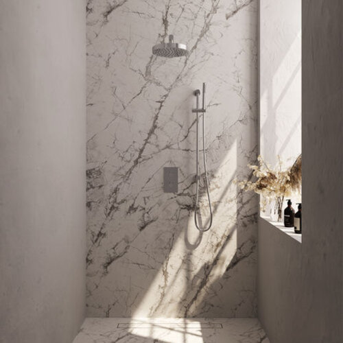 Brauer Stripe thermostatische inbouw regendouche 3-weg rechthoekig SET 19 met 25 cm douchekop en rechte muurarm en staaf handdouche en doucheslang en geïntegreerde glijstang chroom | Chroom | Ja | Rechte wandarm | Staafhanddouche Brauer Brauer Stripe thermostatische inbouw regendouche 3-weg rechthoekig SET 19 met 25 cm douchekop en rechte muurarm en staaf handdouche en doucheslang en geïntegreerde glijstang chroom | Chroom | Ja | Rechte wandarm | Staafhanddouche