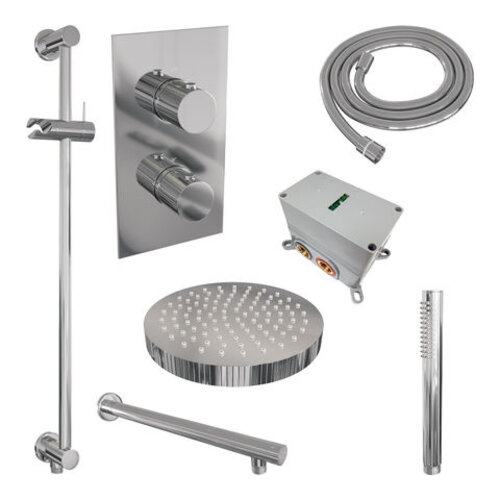 Brauer Stripe thermostatische inbouw regendouche 3-weg rechthoekig SET 19 met 25 cm douchekop en rechte muurarm en staaf handdouche en doucheslang en geïntegreerde glijstang chroom | Chroom | Ja | Rechte wandarm | Staafhanddouche Brauer Brauer Stripe thermostatische inbouw regendouche 3-weg rechthoekig SET 19 met 25 cm douchekop en rechte muurarm en staaf handdouche en doucheslang en geïntegreerde glijstang chroom | Chroom | Ja | Rechte wandarm | Staafhanddouche