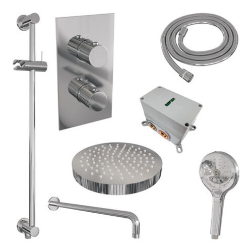 Brauer Stripe thermostatische inbouw regendouche 3-weg rechthoekig SET 23 met 25 cm douchekop en gebogen muurarm en 3-standen handdouche en doucheslang en geïntegreerde glijstang chroom | Chroom | Ja | Gebogen wandarm | 3-standen handdouche Brauer Brauer Stripe thermostatische inbouw regendouche 3-weg rechthoekig SET 23 met 25 cm douchekop en gebogen muurarm en 3-standen handdouche en doucheslang en geïntegreerde glijstang chroom | Chroom | Ja | Gebogen wandarm | 3-standen handdouche