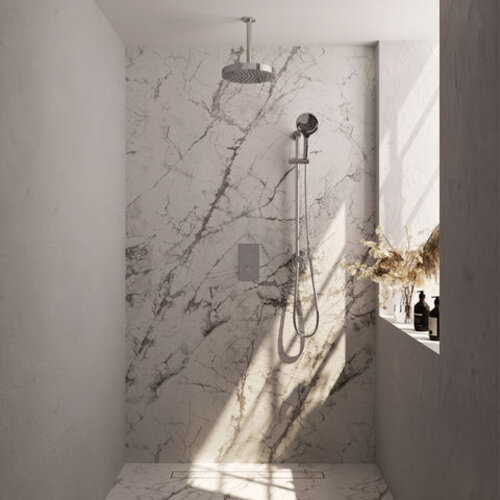 Brauer Stripe thermostatische inbouw regendouche 3-weg rechthoekig SET 24 met 25 cm douchekop en plafondarm en 3-standen handdouche en doucheslang en geïntegreerde glijstang chroom | Chroom | Ja | Plafondbuis | 3-standen handdouche Brauer Brauer Stripe thermostatische inbouw regendouche 3-weg rechthoekig SET 24 met 25 cm douchekop en plafondarm en 3-standen handdouche en doucheslang en geïntegreerde glijstang chroom | Chroom | Ja | Plafondbuis | 3-standen handdouche