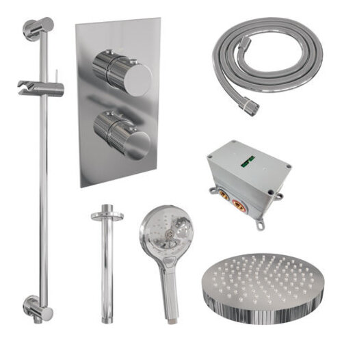 Brauer Stripe thermostatische inbouw regendouche 3-weg rechthoekig SET 24 met 25 cm douchekop en plafondarm en 3-standen handdouche en doucheslang en geïntegreerde glijstang chroom | Chroom | Ja | Plafondbuis | 3-standen handdouche Brauer Brauer Stripe thermostatische inbouw regendouche 3-weg rechthoekig SET 24 met 25 cm douchekop en plafondarm en 3-standen handdouche en doucheslang en geïntegreerde glijstang chroom | Chroom | Ja | Plafondbuis | 3-standen handdouche