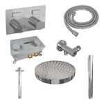 Brauer Stripe thermostatische inbouw regendouche met drukknoppen SET 27 met 25 cm douchekop en plafondarm en staaf handdouche en doucheslang en wandaansluitbocht chroom | Chroom | Nee | Plafondbuis | Staafhanddouche Brauer Brauer Stripe thermostatische inbouw regendouche met drukknoppen SET 27 met 25 cm douchekop en plafondarm en staaf handdouche en doucheslang en wandaansluitbocht chroom | Chroom | Nee | Plafondbuis | Staafhanddouche