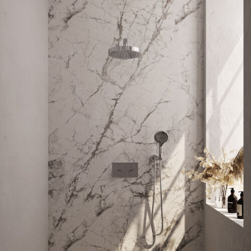 Brauer Stripe thermostatische inbouw regendouche met drukknoppen SET 28 met 25 cm douchekop en rechte muurarm en 3-standen handdouche en doucheslang en wandaansluitbocht chroom | Chroom | Nee | Rechte wandarm | 3-standen handdouche Brauer Brauer Stripe thermostatische inbouw regendouche met drukknoppen SET 28 met 25 cm douchekop en rechte muurarm en 3-standen handdouche en doucheslang en wandaansluitbocht chroom | Chroom | Nee | Rechte wandarm | 3-standen handdouche