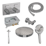 Brauer Stripe thermostatische inbouw regendouche met drukknoppen SET 30 met 25 cm douchekop en plafondarm en 3-standen handdouche en doucheslang en wandaansluitbocht chroom | Chroom | Nee | Plafondbuis | 3-standen handdouche Brauer Brauer Stripe thermostatische inbouw regendouche met drukknoppen SET 30 met 25 cm douchekop en plafondarm en 3-standen handdouche en doucheslang en wandaansluitbocht chroom | Chroom | Nee | Plafondbuis | 3-standen handdouche