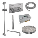 Brauer Stripe thermostatische inbouw regendouche met drukknoppen SET 32 met 25 cm douchekop en gebogen muurarm en staaf handdouche en doucheslang en geïntegreerde glijstang chroom | Chroom | Ja | Gebogen wandarm | Staafhanddouche Brauer Brauer Stripe thermostatische inbouw regendouche met drukknoppen SET 32 met 25 cm douchekop en gebogen muurarm en staaf handdouche en doucheslang en geïntegreerde glijstang chroom | Chroom | Ja | Gebogen wandarm | Staafhanddouche