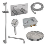 Brauer Stripe thermostatische inbouw regendouche met drukknoppen SET 35 met 25 cm douchekop en gebogen muurarm en 3-standen handdouche en doucheslang en geïntegreerde glijstang chroom | Chroom | Ja | Gebogen wandarm | 3-standen handdouche Brauer Brauer Stripe thermostatische inbouw regendouche met drukknoppen SET 35 met 25 cm douchekop en gebogen muurarm en 3-standen handdouche en doucheslang en geïntegreerde glijstang chroom | Chroom | Ja | Gebogen wandarm | 3-standen handdouche