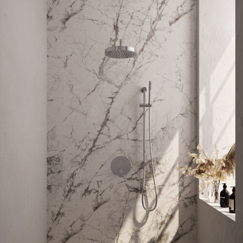 Brauer Stripe thermostatische inbouw regendouche 3-weg rond SET 44 met 25 cm douchekop en gebogen muurarm en staaf handdouche en doucheslang en geïntegreerde glijstang chroom | Chroom | Ja | Gebogen wandarm | Staafhanddouche Brauer Brauer Stripe thermostatische inbouw regendouche 3-weg rond SET 44 met 25 cm douchekop en gebogen muurarm en staaf handdouche en doucheslang en geïntegreerde glijstang chroom | Chroom | Ja | Gebogen wandarm | Staafhanddouche