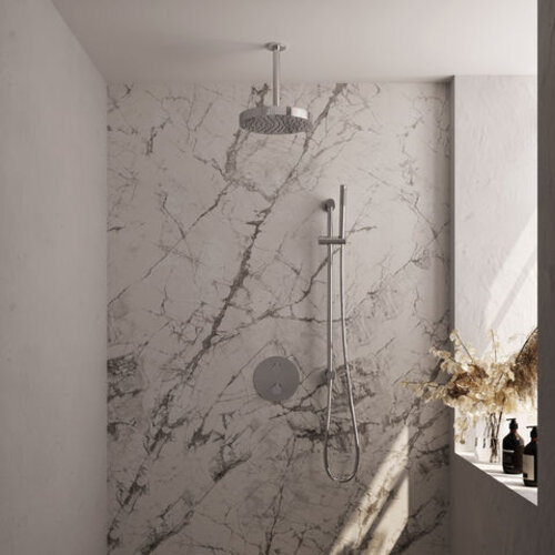 Brauer Stripe thermostatische inbouw regendouche 3-weg rond SET 45 met 25 cm douchekop en plafondarm en staaf handdouche en doucheslang en geïntegreerde glijstang chroom | Chroom | Ja | Plafondbuis | Staafhanddouche Brauer Brauer Stripe thermostatische inbouw regendouche 3-weg rond SET 45 met 25 cm douchekop en plafondarm en staaf handdouche en doucheslang en geïntegreerde glijstang chroom | Chroom | Ja | Plafondbuis | Staafhanddouche