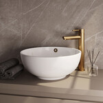 Brauer Stripe verhoogde opbouw wastafelmengkraan model A goud geborsteld PVD | Geborsteld goud PVD Brauer Brauer Stripe verhoogde opbouw wastafelmengkraan model A goud geborsteld PVD | Geborsteld goud PVD