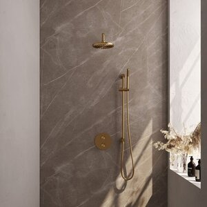 Brauer Brauer Gold Carving SET 87 | Geborsteld goud PVD | 20 cm | Ja | Gebogen wandarm | Staafhanddouche Brauer Gold Carving SET 87 | Geborsteld goud PVD | 20 cm | Ja | Gebogen wandarm | Staafhanddouche