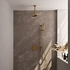 Brauer Gold Carving thermostatische inbouw regendouche 3-weg rond SET 89 met 20 cm douchekop en plafondarm en staaf handdouche en doucheslang en geïntegreerde glijstang goud geborsteld PVD | Geborsteld goud PVD | 20cm | Ja | Plafondbuis | Staafmodel
