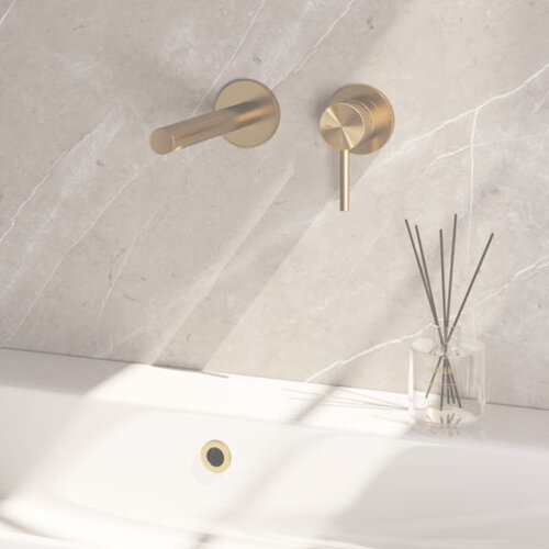 Brauer Stripe inbouw wastafelmengkraan met rechte uitloop en rozetten model A1 goud geborsteld PVD | Geborsteld goud PVD | I-uitloop | Met rozetten | Rechts Brauer Brauer Stripe inbouw wastafelmengkraan met rechte uitloop en rozetten model A1 goud geborsteld PVD | Geborsteld goud PVD | I-uitloop | Met rozetten | Rechts