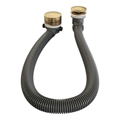 Brauer Brauer Stripe thermostatische inbouw badkraan SET 02 met badvulcombinatie en 3-standen handdouche en doucheslang en wandaansluitbocht goud geborsteld PVD | Geborsteld goud PVD | 3-standen handdouche