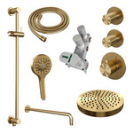Brauer Stripe thermostatische inbouw regendouche SET 11 met 25 cm douchekop en gebogen muurarm en 3-standen handdouche en doucheslang en geïntegreerde glijstang goud geborsteld PVD | Geborsteld goud PVD | Ja | Gebogen wandarm | 3-standen handdouche Brauer Brauer Stripe thermostatische inbouw regendouche SET 11 met 25 cm douchekop en gebogen muurarm en 3-standen handdouche en doucheslang en geïntegreerde glijstang goud geborsteld PVD | Geborsteld goud PVD | Ja | Gebogen wandarm | 3-standen handdouche