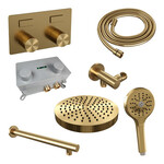 Brauer Stripe thermostatische inbouw regendouche met drukknoppen SET 28 met 25 cm douchekop en rechte muurarm en 3-standen handdouche en doucheslang en wandaansluitbocht goud geborsteld PVD | Geborsteld goud PVD | Nee | Rechte wandarm | 3-standen handdouc Brauer Brauer Stripe thermostatische inbouw regendouche met drukknoppen SET 28 met 25 cm douchekop en rechte muurarm en 3-standen handdouche en doucheslang en wandaansluitbocht goud geborsteld PVD | Geborsteld goud PVD | Nee | Rechte wandarm | 3-standen handdouc