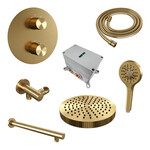 Brauer Stripe thermostatische inbouw regendouche 3-weg rond SET 40 met 25 cm douchekop en rechte muurarm en 3-standen handdouche en doucheslang en wandaansluitbocht goud geborsteld PVD | Geborsteld goud PVD | Nee | Rechte wandarm | 3-standen handdouche Brauer Brauer Stripe thermostatische inbouw regendouche 3-weg rond SET 40 met 25 cm douchekop en rechte muurarm en 3-standen handdouche en doucheslang en wandaansluitbocht goud geborsteld PVD | Geborsteld goud PVD | Nee | Rechte wandarm | 3-standen handdouche