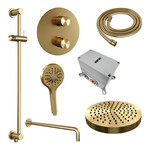 Brauer Stripe thermostatische inbouw regendouche 3-weg rond SET 47 met 25 cm douchekop en gebogen muurarm en 3-standen handdouche en doucheslang en geïntegreerde glijstang goud geborsteld PVD | Geborsteld goud PVD | Ja | Gebogen wandarm | 3-standen handdo Brauer Brauer Stripe thermostatische inbouw regendouche 3-weg rond SET 47 met 25 cm douchekop en gebogen muurarm en 3-standen handdouche en doucheslang en geïntegreerde glijstang goud geborsteld PVD | Geborsteld goud PVD | Ja | Gebogen wandarm | 3-standen handdo