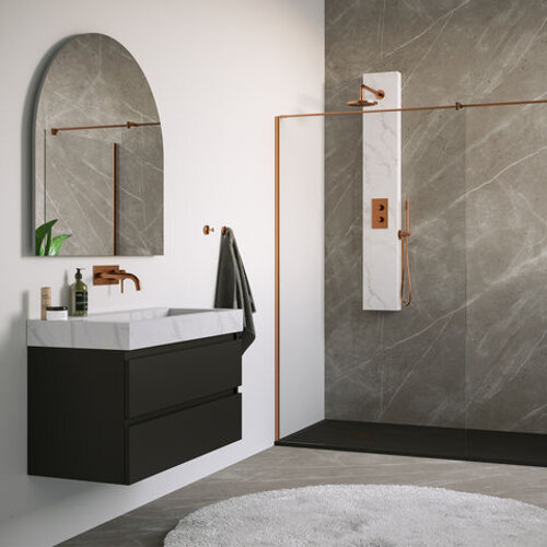 Brauer Copper Edition thermostatisch douchepaneel 2-weg omstelling calacatta gold SET 01 met 20 cm douchekop en gebogen muurarm en staaf handdouche en wandaansluitbocht en doucheslang koper geborsteld PVD | Geborsteld koper PVD Brauer Brauer Copper Edition thermostatisch douchepaneel 2-weg omstelling calacatta gold SET 01 met 20 cm douchekop en gebogen muurarm en staaf handdouche en wandaansluitbocht en doucheslang koper geborsteld PVD | Geborsteld koper PVD