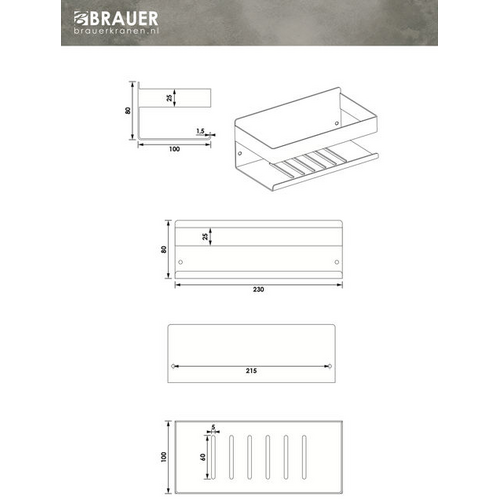 Brauer Brauer Doucherek 23 koper geborsteld PVD | 23cm | Geborsteld koper PVD