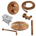 Brauer Copper Edition thermostatische inbouw regendouche 3-weg rond SET 76 | Geborsteld koper PVD | 30 cm | Nee | Gebogen wandarm | Staafhanddouche Brauer Brauer Copper Edition thermostatische inbouw regendouche 3-weg rond SET 76 | Geborsteld koper PVD | 30 cm | Nee | Gebogen wandarm | Staafhanddouche