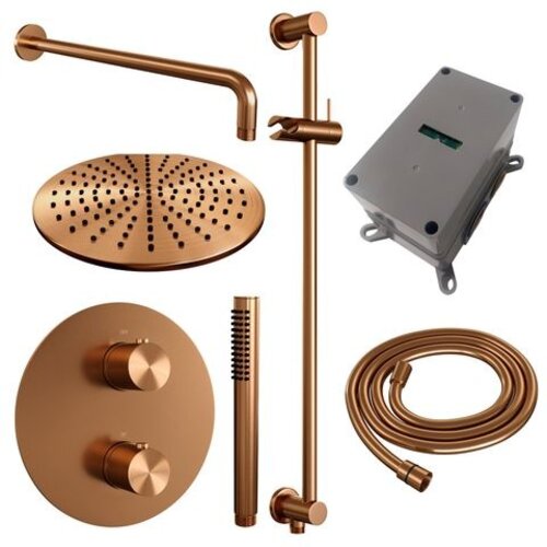 Brauer Copper Edition thermostatische inbouw regendouche 3-weg rond SET 88 | Geborsteld koper PVD | 30 cm | Ja | Gebogen wandarm | Staafhanddouche Brauer Brauer Copper Edition thermostatische inbouw regendouche 3-weg rond SET 88 | Geborsteld koper PVD | 30 cm | Ja | Gebogen wandarm | Staafhanddouche