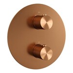 Brauer Brauer Copper Carving thermostatische inbouw regendouche 3-weg rond SET 73 met 20 cm douchekop en rechte muurarm en staaf handdouche en doucheslang en wandaansluitbocht koper geborsteld PVD | Geborsteld koper PVD | 20cm | Nee | Rechte wandarm | Staafmodel