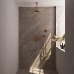 Brauer Brauer Copper Carving thermostatische inbouw regendouche 3-weg rond SET 83 met 20 cm douchekop en plafondarm en 3-standen handdouche en doucheslang en wandaansluitbocht koper geborsteld PVD | Geborsteld koper PVD | 20cm | Nee | Plafondbuis | 3-standen han