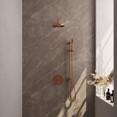 Brauer Copper Carving SET 87 | Geborsteld koper PVD | 20 cm | Ja | Gebogen wandarm | Staafhanddouche Brauer Brauer Copper Carving SET 87 | Geborsteld koper PVD | 20 cm | Ja | Gebogen wandarm | Staafhanddouche